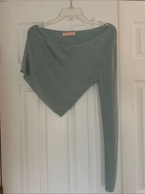 Women’s Asymmetric One-Sleeve Top in Sage Green